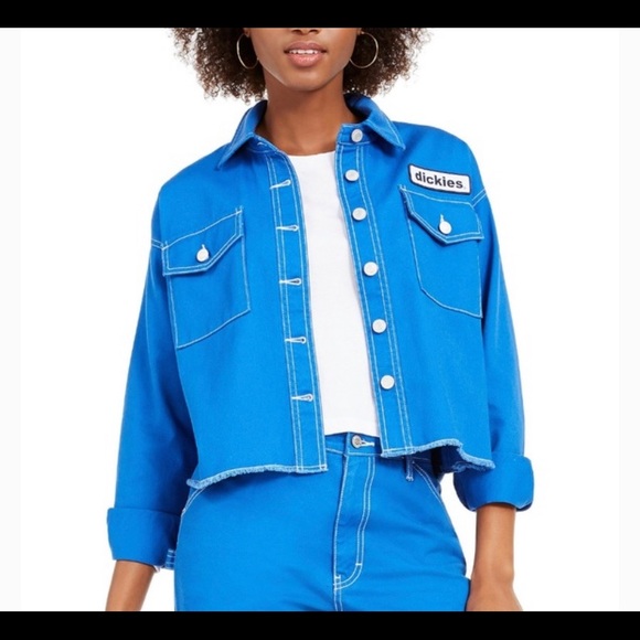 bright blue denim jacket